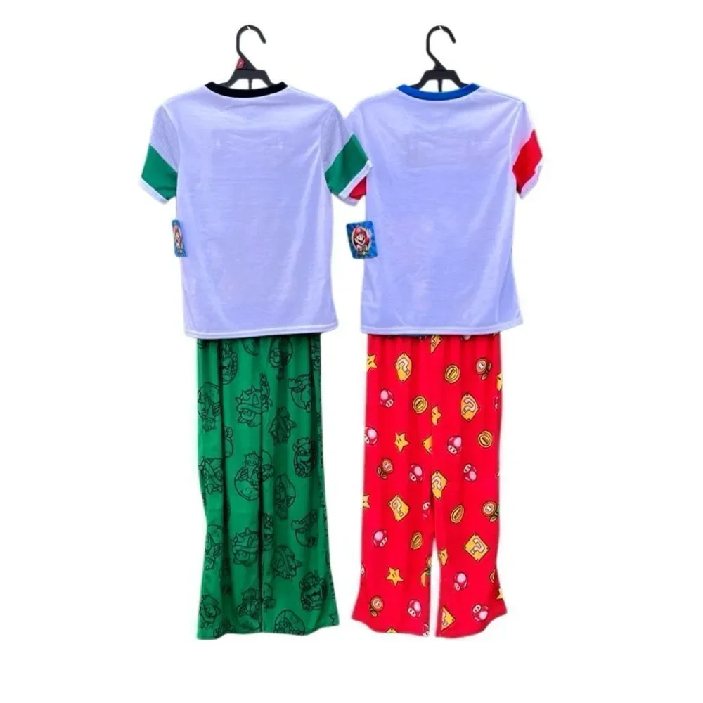 Boys Mario & Bowser Short Sleeve Top & Sleep Pants Pajama 2, 2-Piece Sets Size M